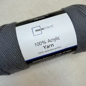 New Mainstays Medium Acrylic GRAY Yarn, 397 yd / 7 oz NIP - Medium 100% Acrylic
